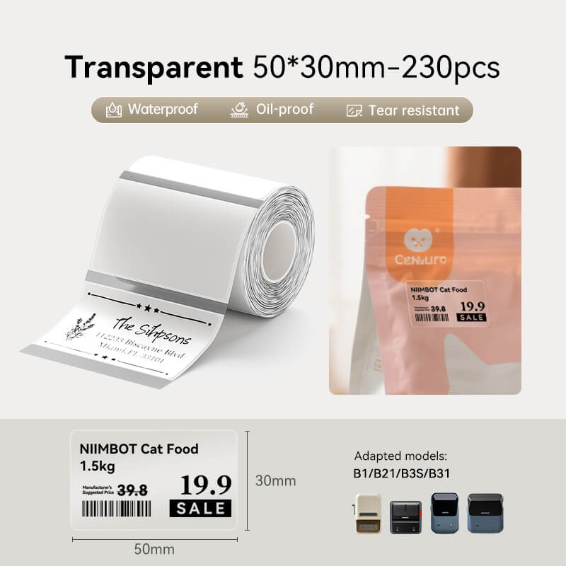 NIIMBOT Transparentes Etikettenband für B21, B1, B3S
