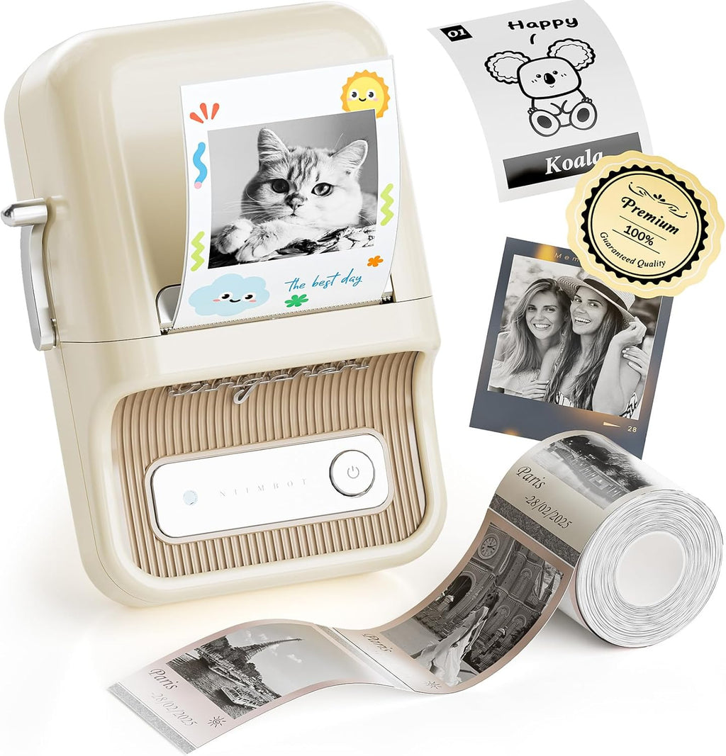 NIIMBOT Etikettendrucker B21 Pro, 300dpi Selbstklebendes Etikettiergerät Bluetooth Beschriftungsgerät Label Printer Fotodrucker für Lernen, Studiennotizen, Bilderdruck, Scrapbooking, Schwarz