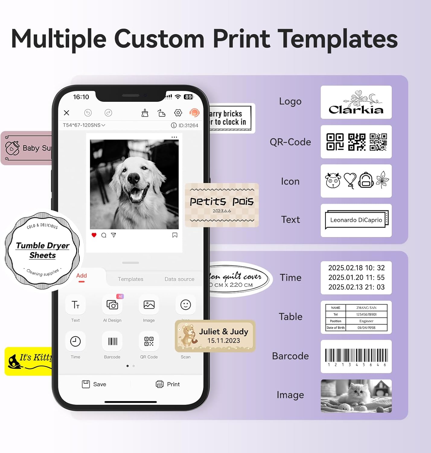 NIIMBOT Etikettendrucker B21 Pro, 300dpi Selbstklebendes Etikettiergerät Bluetooth Beschriftungsgerät Label Printer Fotodrucker für Lernen, Studiennotizen, Bilderdruck, Scrapbooking, Schwarz