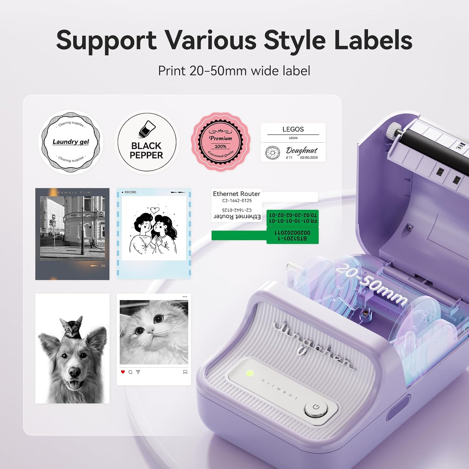NIIMBOT Etikettendrucker B21 Pro, 300dpi Selbstklebendes Etikettiergerät Bluetooth Beschriftungsgerät Label Printer Fotodrucker für Lernen, Studiennotizen, Bilderdruck, Scrapbooking, Schwarz