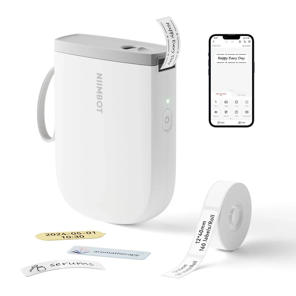 NIIMBOT D11 Etikettendrucker Selbstklebend mit 3 Etikettenrolle, 300 DPI Tragbarer Labeldrucker Etikettiergerät Selbstklebend, Kompatibel mit iOS und Android, Beschriftungsgerät Für Zuhause Büro