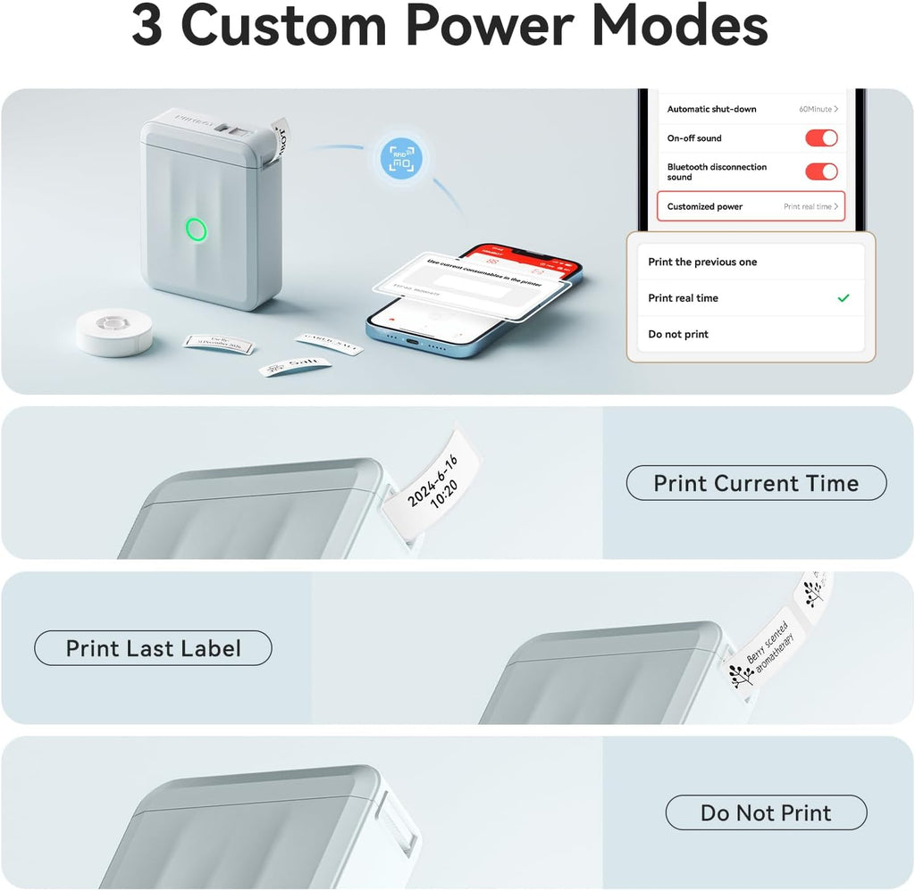 NIIMBOT Etikettendrucker D110 Upgrade, Mini Bluetooth Etikettiergerät Beschriftungsgerät Selbstklebend, Tragbares Sticker drucker Label Printer mit iOS Android, Geeignet für Zuhause Schule Büro