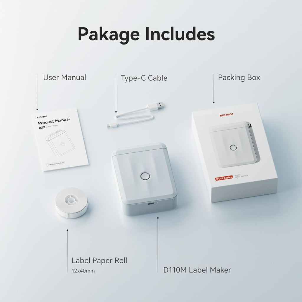 NIIMBOT Etikettendrucker D110 Upgrade, Mini Bluetooth Etikettiergerät Beschriftungsgerät Selbstklebend, Tragbares Sticker drucker Label Printer mit iOS Android, Geeignet für Zuhause Schule Büro