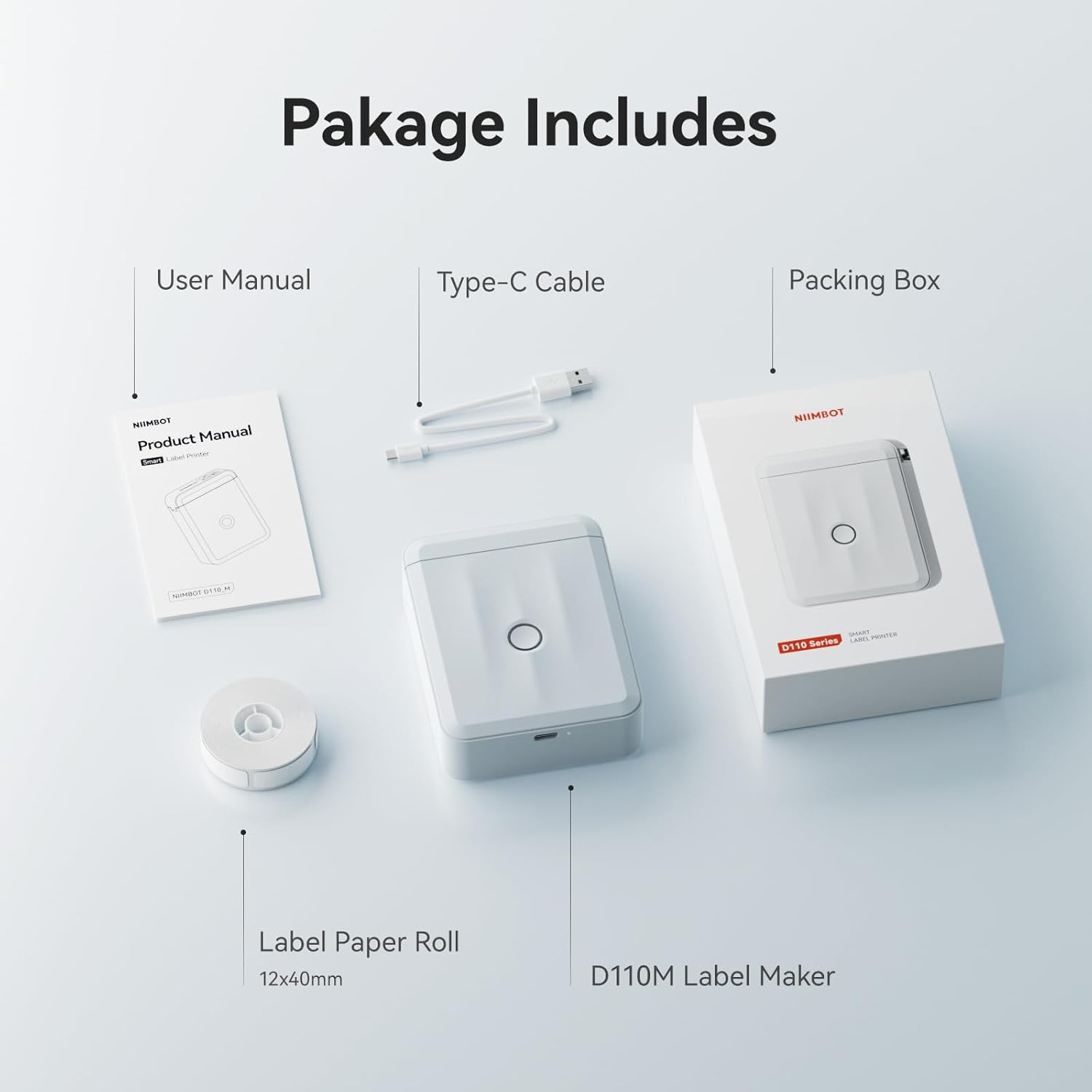 NIIMBOT Etikettendrucker D110 Upgrade, Mini Bluetooth Etikettiergerät Beschriftungsgerät Selbstklebend, Tragbares Sticker drucker Label Printer mit iOS Android, Geeignet für Zuhause Schule Büro