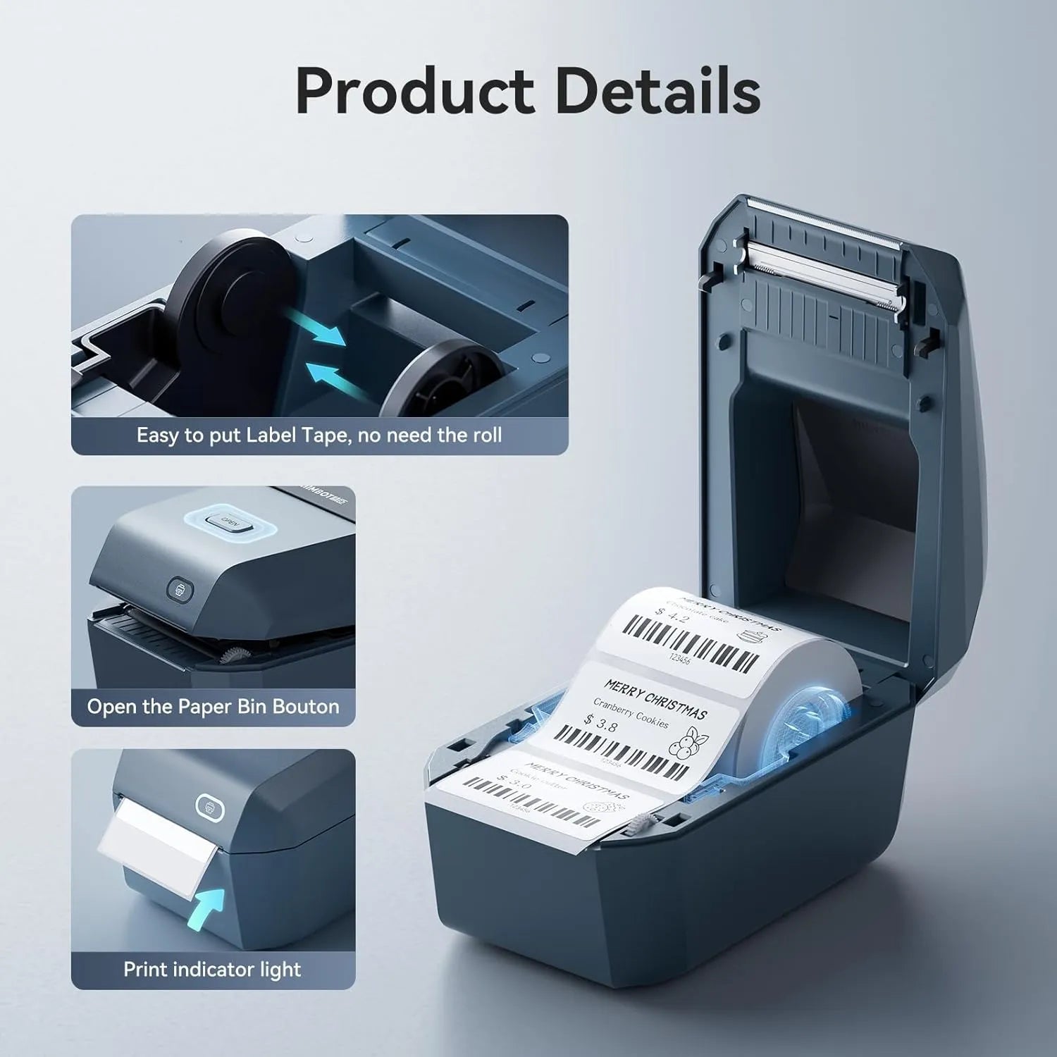 NIIMBOT Bluetooth Etikettendrucker mit Breitformat-Etiketten (50mmx30mm), Thermodrucker 3x4 Zoll Versandetiketten Drucker, Etikettiergerät Label Printer für Barcode, Einzelhandel, kleine Unternehmen