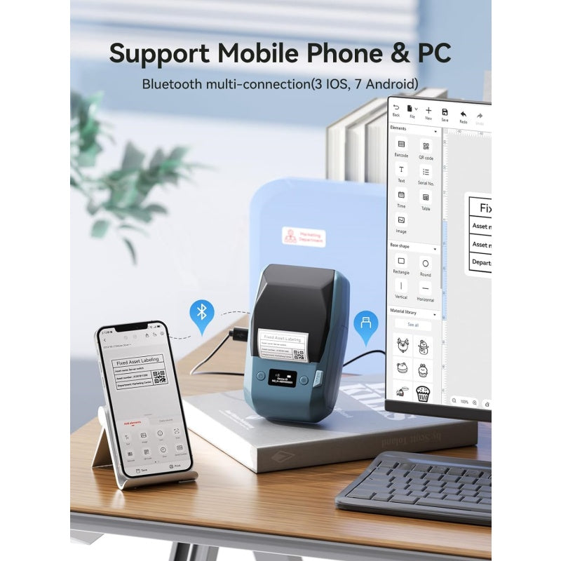 NIIMBOT M2 Etikettendrucker, Bluetooth Label Printer Etikettiergerät Thermotransfer Beschriftungsgerät Unterstützt Farbdruck, Selbstklebend Sticker Drucker für Büro, Zuhause, Schule