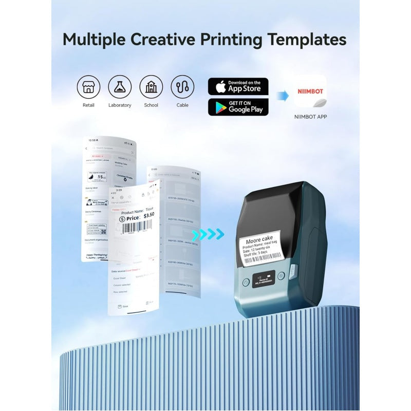 NIIMBOT M2 Etikettendrucker, Bluetooth Label Printer Etikettiergerät Thermotransfer Beschriftungsgerät Unterstützt Farbdruck, Selbstklebend Sticker Drucker für Büro, Zuhause, Schule