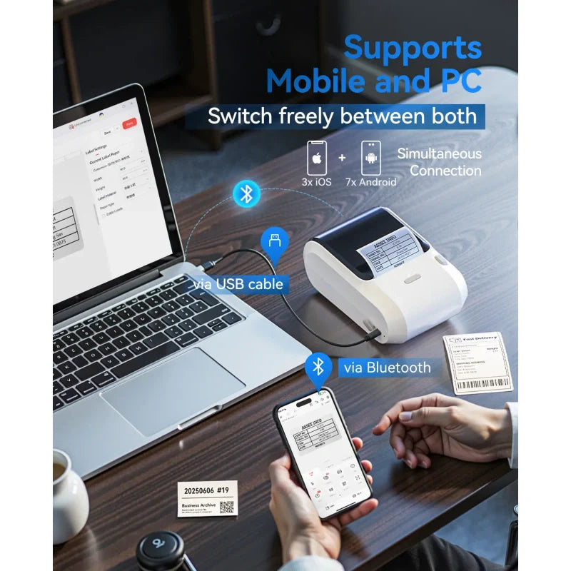NIIMBOT M3 Etikettendrucker mit Wasserfeste Etiketten Selbstklebend, 300DPI Etikettiergerät Bluetooth Label Printer
