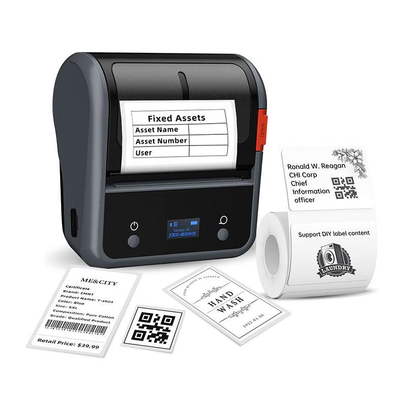 NIIMBOT B3S Etikettendrucker, Thermo Etikettiergerät mit 1 Rolle 70 x 50mm Etiketten für Kleidung, Schmuck, Postversand, Barcode und kleine Unternehmen