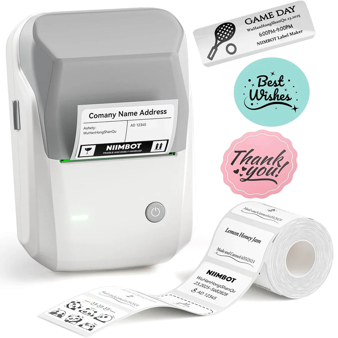 NIIMBOT Etikettendrucker, B1 Bluetooth Etikettiergerät mit Größeres Etikett, Selbstklebendes Aufkleber Druckgröße 20-50 mm Kompatibel mit iOS und Android für Heim, Büro, Blau