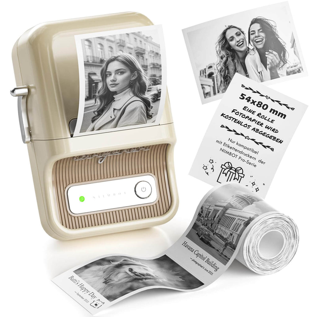 NIIMBOT Etikettendrucker B21 Pro, 300dpi Selbstklebendes Etikettiergerät Bluetooth Beschriftungsgerät Label Printer Fotodrucker für Lernen, Studiennotizen, Bilderdruck, Scrapbooking, Schwarz