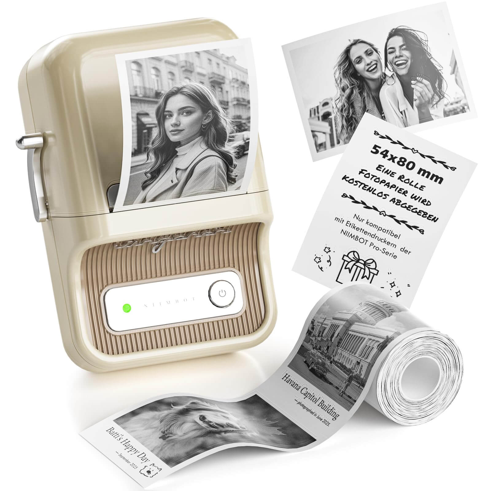 NIIMBOT Etikettendrucker B21 Pro, 300dpi Selbstklebendes Etikettiergerät Bluetooth Beschriftungsgerät Label Printer Fotodrucker für Lernen, Studiennotizen, Bilderdruck, Scrapbooking, Schwarz
