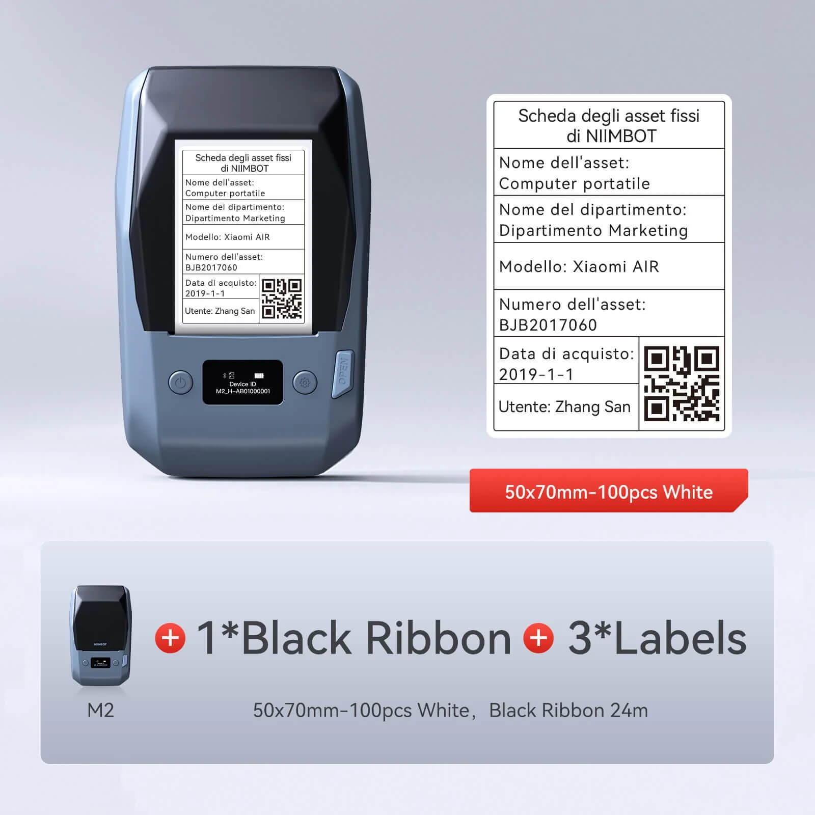 NIIMBOT M2 Etikettendrucker, Bluetooth Label Printer Etikettiergerät Thermotransfer Beschriftungsgerät Unterstützt Farbdruck, Selbstklebend Sticker Drucker für Büro, Zuhause, Schule