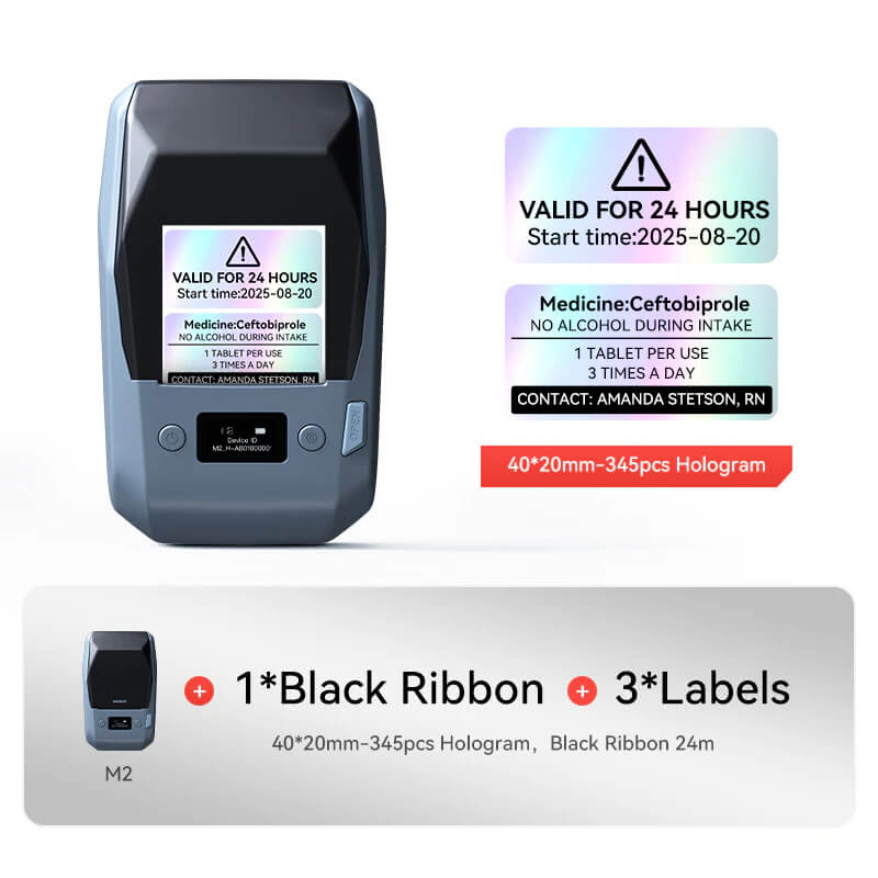 NIIMBOT M2 Etikettendrucker, Bluetooth Label Printer Etikettiergerät Thermotransfer Beschriftungsgerät Unterstützt Farbdruck, Selbstklebend Sticker Drucker für Büro, Zuhause, Schule