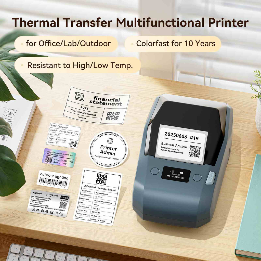 NIIMBOT M2 Thermotransfer-Etikettendrucker – Intelligentes Farbdrucken via Smartphone & PC für Büro und Outdoor-Ausrüstung